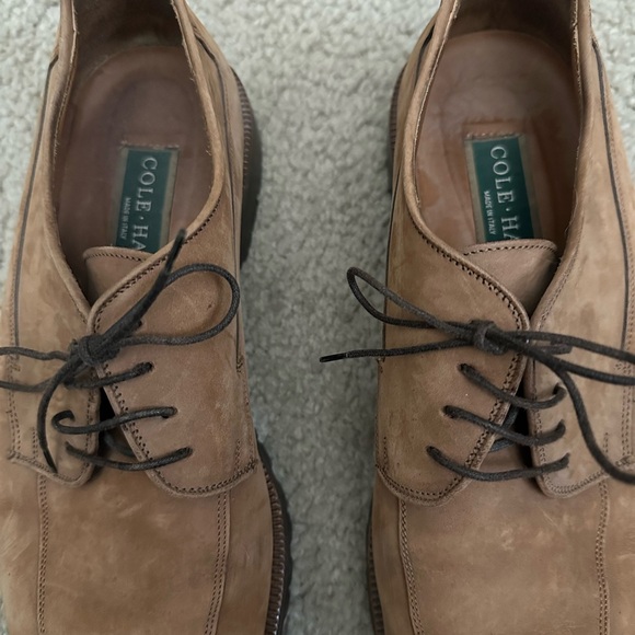 Men's Cole Haan Suede Brown Lace Up Loafers Made In Italy Size 11 1/2M - Picture 2 of 5